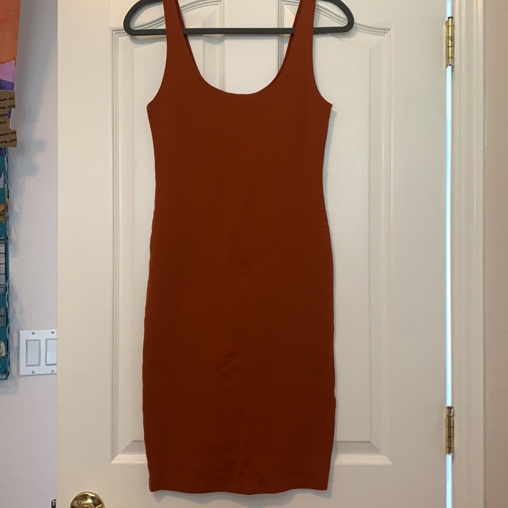 Burnt orange slim fit tank dress